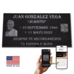 Lápida de granito negro 12x24 pulgadas en Puerto Rico, con grabado láser personalizado de foto